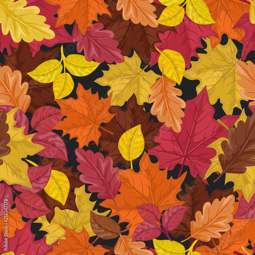 Seamless autumn pattern with leaves. Vector Colorful background for wallpaper  gift paper  greeting cards  wrapping  textile  print. 