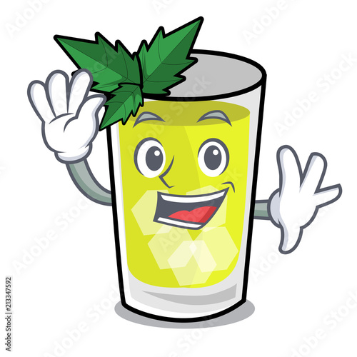 Waving mint julep character cartoon