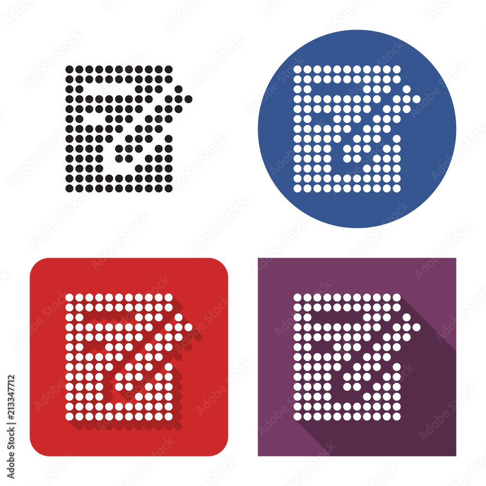 Dotted icon of document and pencil in four variants. With short and long shadow Dotted icon of document and pencil in four variants. With short and long shadow