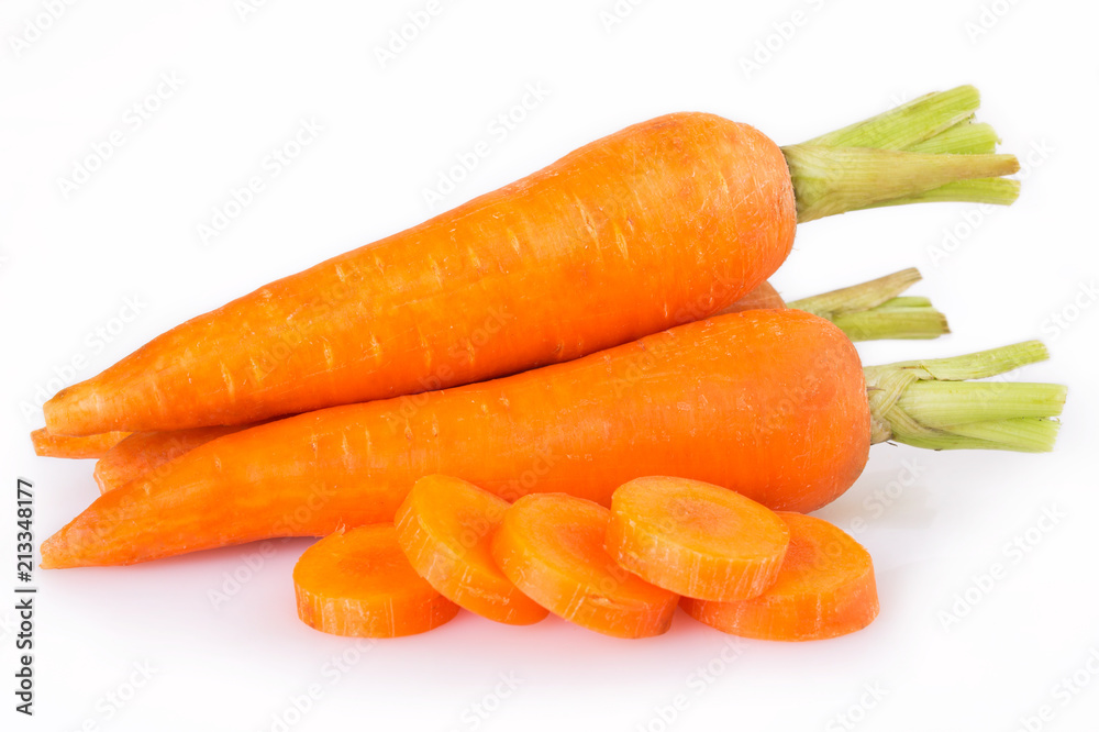 Fresh carrot on white background - obrazy, fototapety, plakaty 