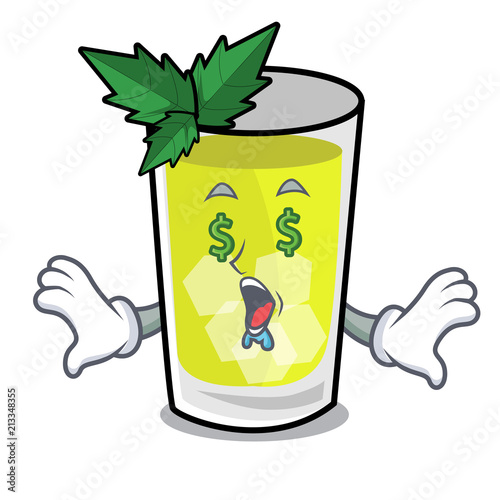Money eye mint julep mascot cartoon