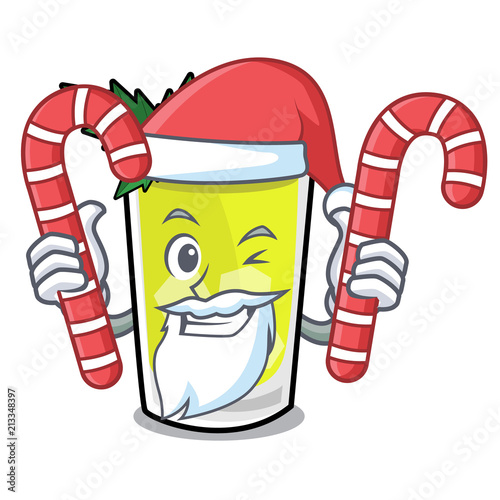 Santa with candy mint julep mascot cartoon