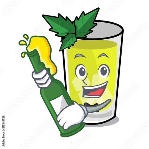 With beer mint julep mascot cartoon