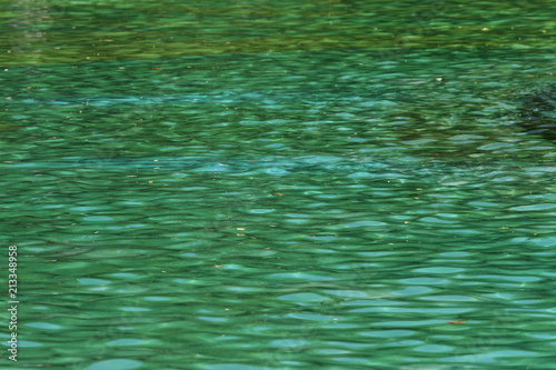 Water background. Surface of green Natural water. Aqua pattern. Rippled aqua texture. Waves in a water. 