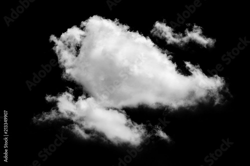 Single white cloud isolated on black background and texture