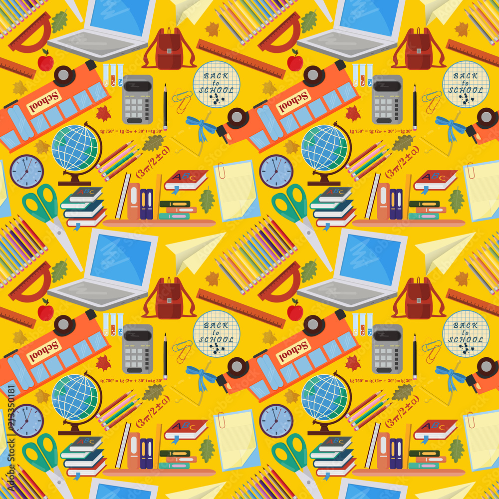 seamless pattern_4_on a school theme, the Association for educational institutions, the background is isolated