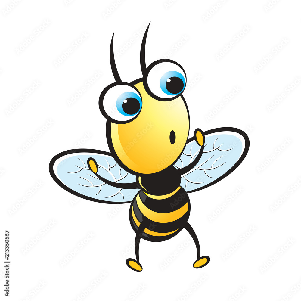 Surprised Bee Vector Cartoon Isolated On White Back Ground Stock Vector 