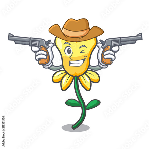 Cowboy daffodil flower character cartoon