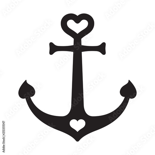 Anchor vector icon boat helm heart logo Nautical maritime valentine ocean sea illustration symbol graphic
