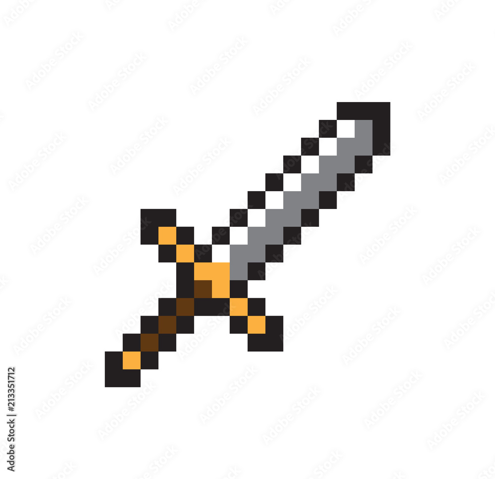 Sword Icon Consist From lot of Pixels, Color Card
