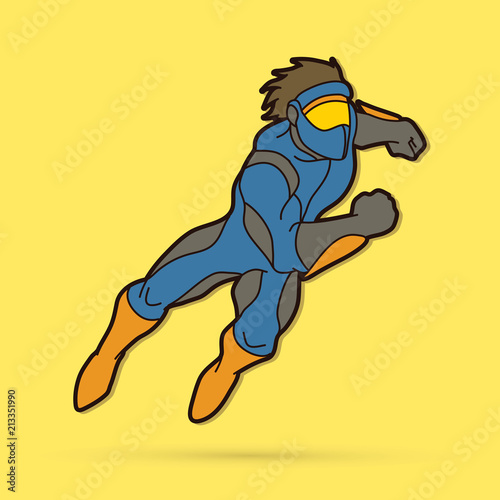 Superhero running action, Cartoon superhero graphic vector.
