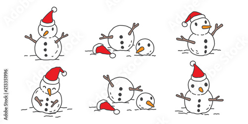 Fototapeta Naklejka Na Ścianę i Meble -  Snowman vector Christmas icon logo cartoon Santa Claus new year character illustration doodle