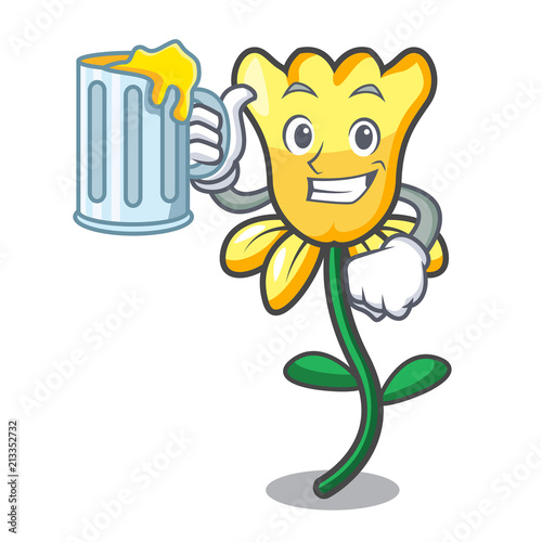 With juice daffodil flower mascot cartoon