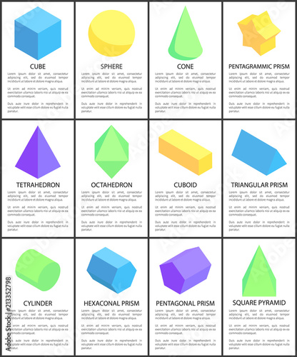 Cube Sphere Cone Octahedron Cylinder Figures Set