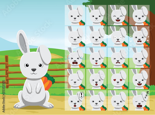 Farm Easter Rabbit Cartoon Emotion faces Vector Illustration