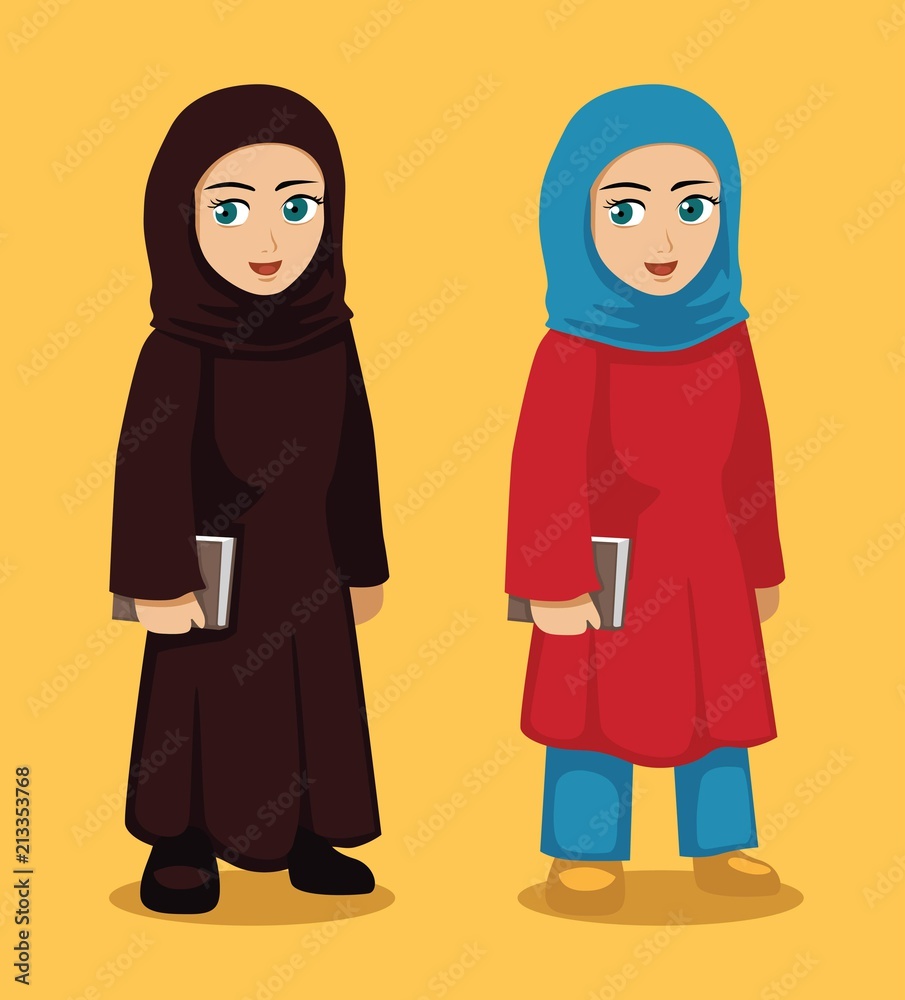 Manga Arab Girl Cartoon Vector Illustration Manga Arab Girl Cartoon Vector Illustration