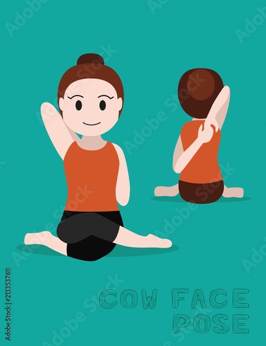 Yoga Cow Face Pose Cartoon Vector Illustration photo