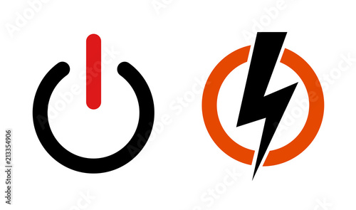 power icon and thunder vector photo