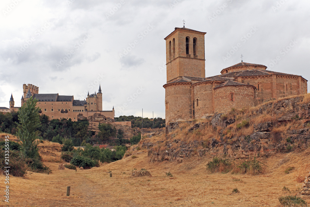 View of Castle, Old City and Templer Church, Segovia, Spain 