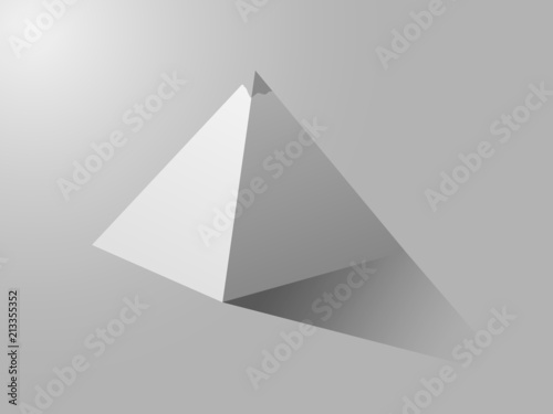 A big white pyramid with shade in gray background