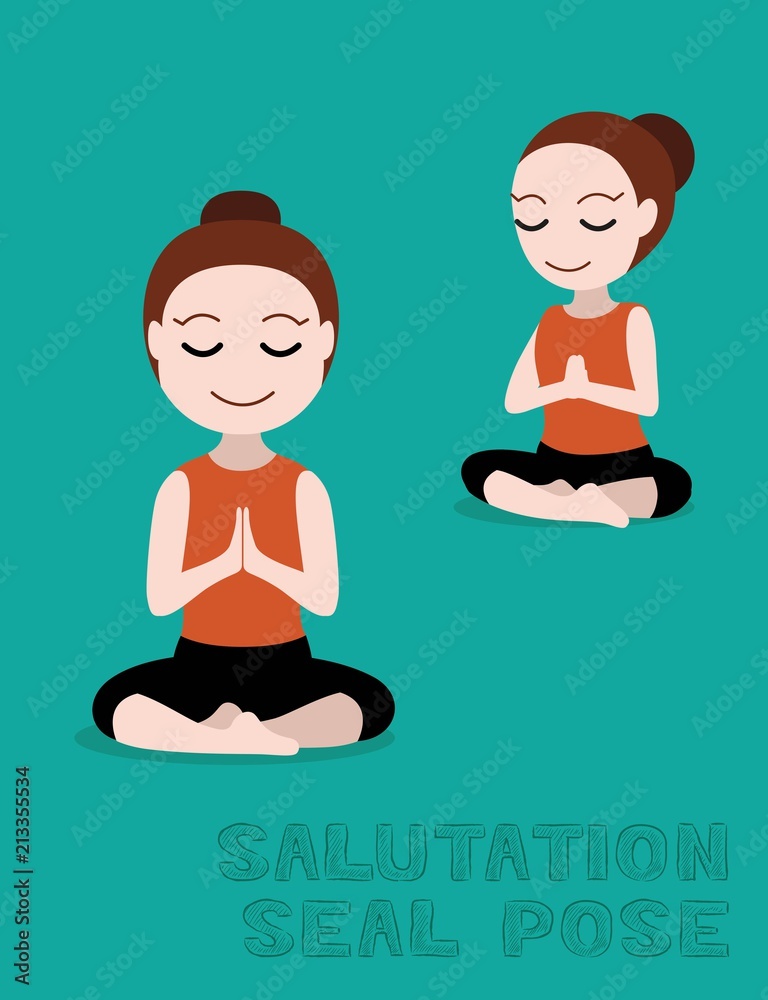 Yoga Salutation Seal Pose Cartoon Vector Illustration Yoga Salutation Seal Pose Cartoon Vector Illustration