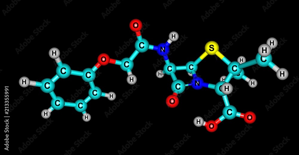 Ceftolozane molecular structure isolated on black