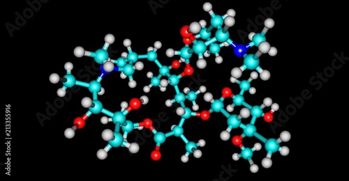 Azithromycin molecular structure isolated on black