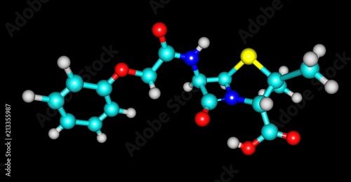 Ceftolozane molecular structure isolated on black