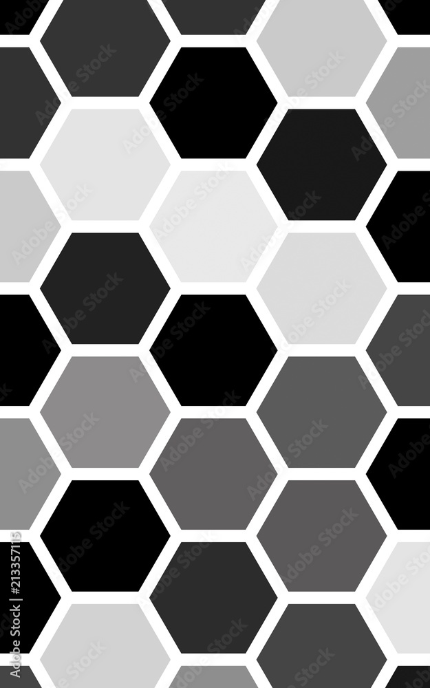 White honeycomb with a gradient color. Isometric geometry. 3D illustration