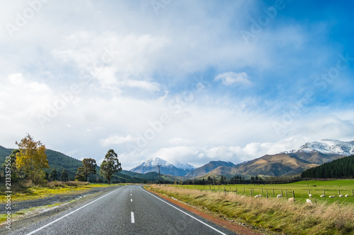 A road to the snow mountain. Fiordland, New Zealand.