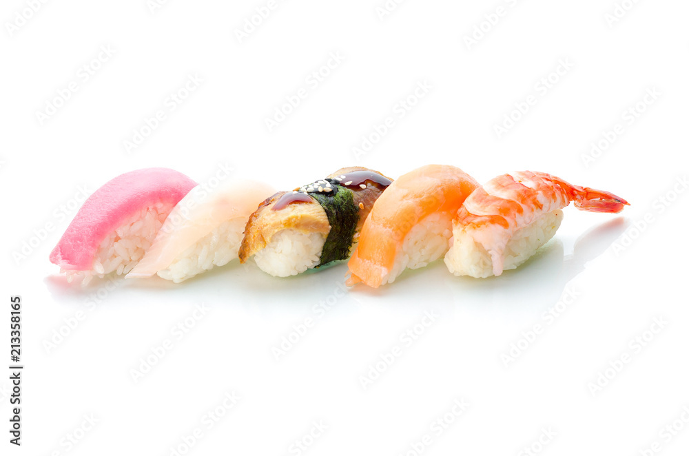 Nigiri sushi set isolated on white Nigiri sushi set isolated on white