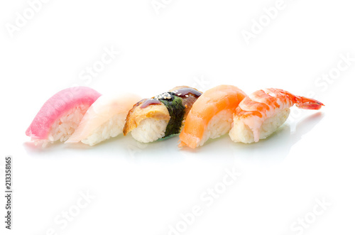 Nigiri sushi set isolated on white