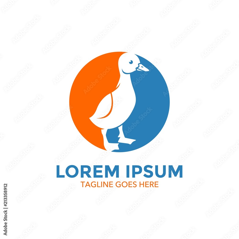 Unique duck logo template. vector. editable. simple shape. minimalist color. memorable