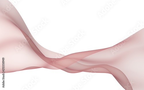 Abstract red wave. Bright red ribbon on white background. Red scarf. Abstract red smoke. Raster air background. 3D illustration