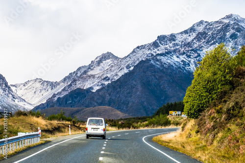 A road to the snow mountain. Fiordland, New Zealand. © Klanarong Chitmung