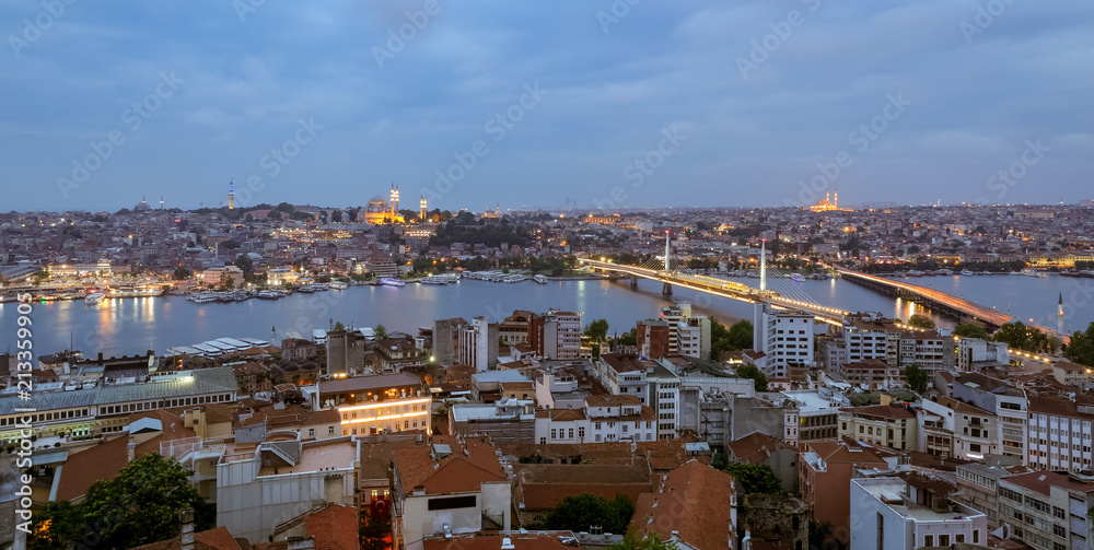 Golden Horn Metro Bridge and Halic in Istanbul, Turkey