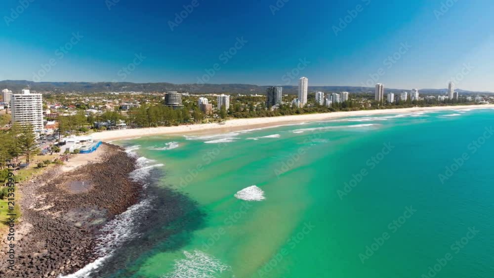Aerial view of Burleigh Heads - surfing beach on the Gold Coast, Australia Aerial view of Burleigh Heads - surfing beach on the Gold Coast, Australia