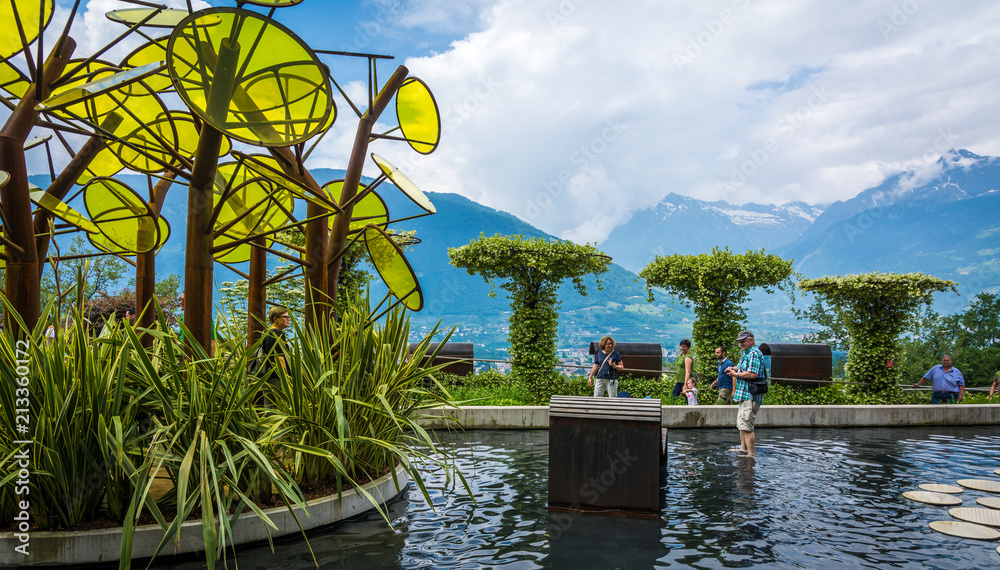 Fototapeta premium The Gardens of Trauttmansdorff Castle, Meran (Merano),South tyrol, Italy,offer many attractions with botanical species and varieties of plants.