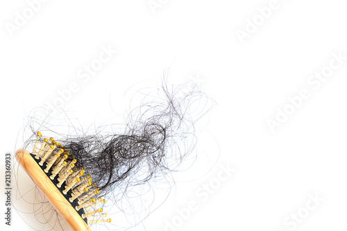 Hair loss  hair fall everyday serious problem  on white background.