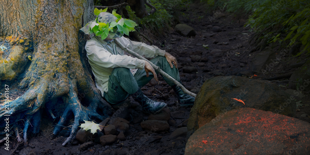 Naklejka premium Wyczerpany Wędrowca