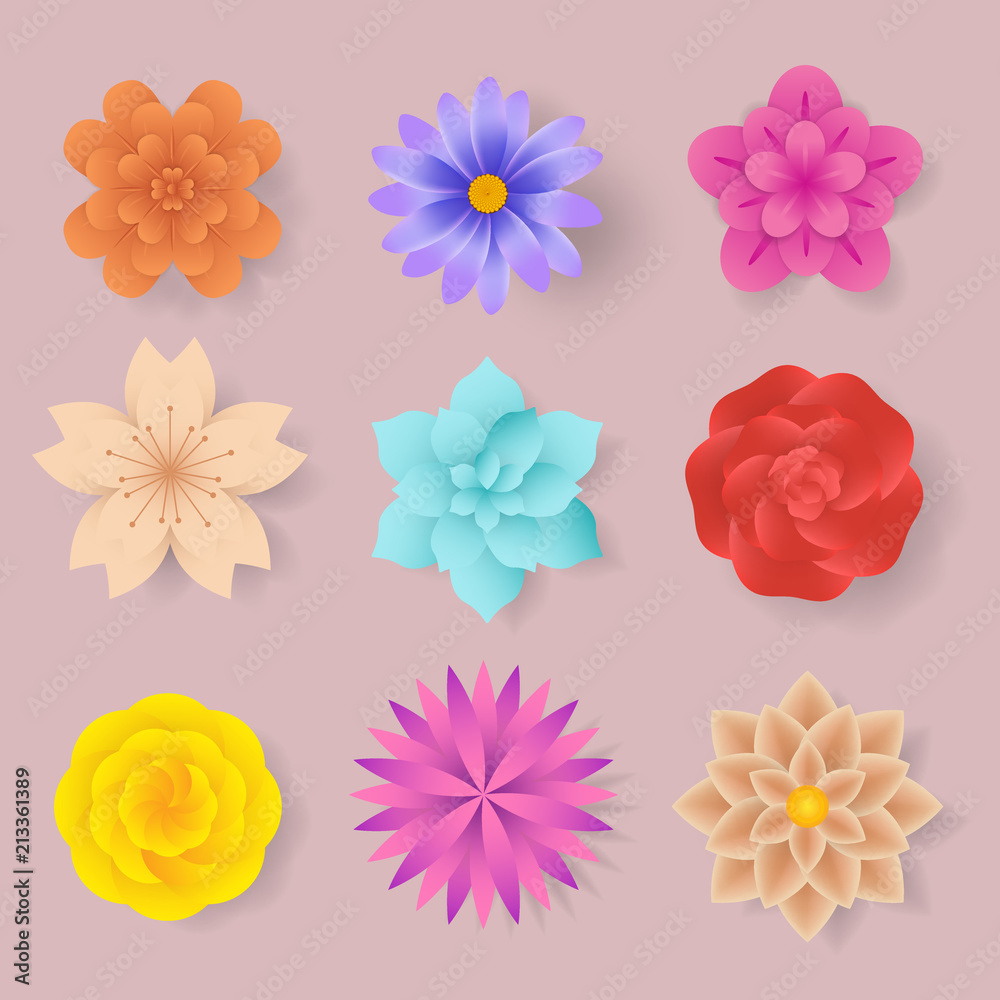 colorful flower paper cut