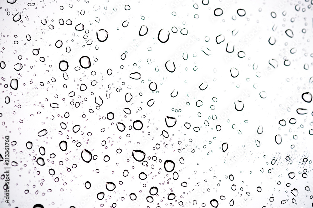 Water rain drops on window glass. natural pattern abstract background.