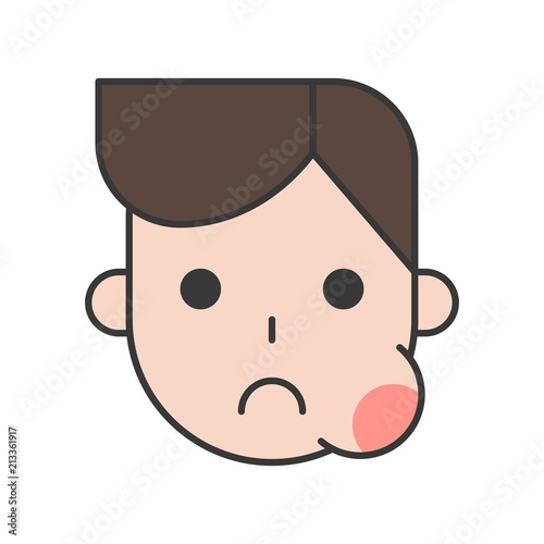 man with swollen gums or toothache, dental related icon, filled outline