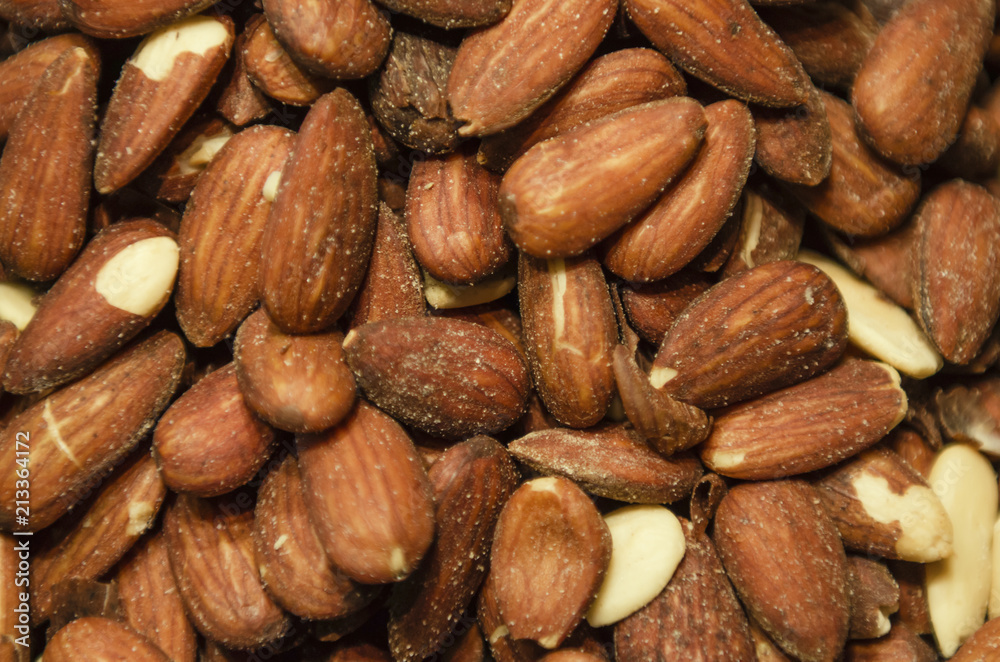 almonds closeup as background