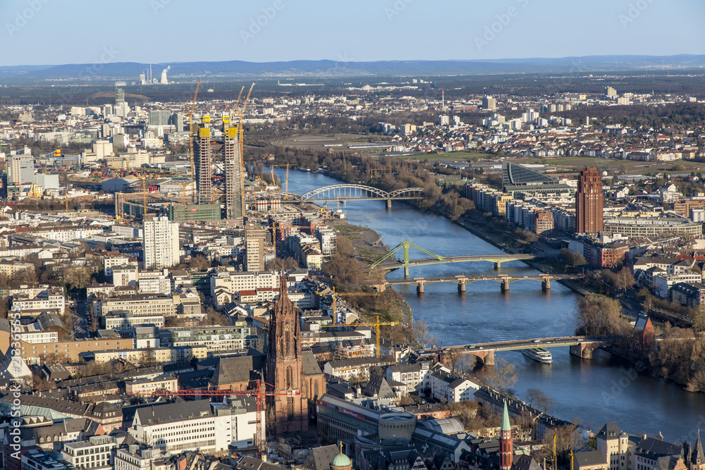 aerial of Frankfurt am Main with river view