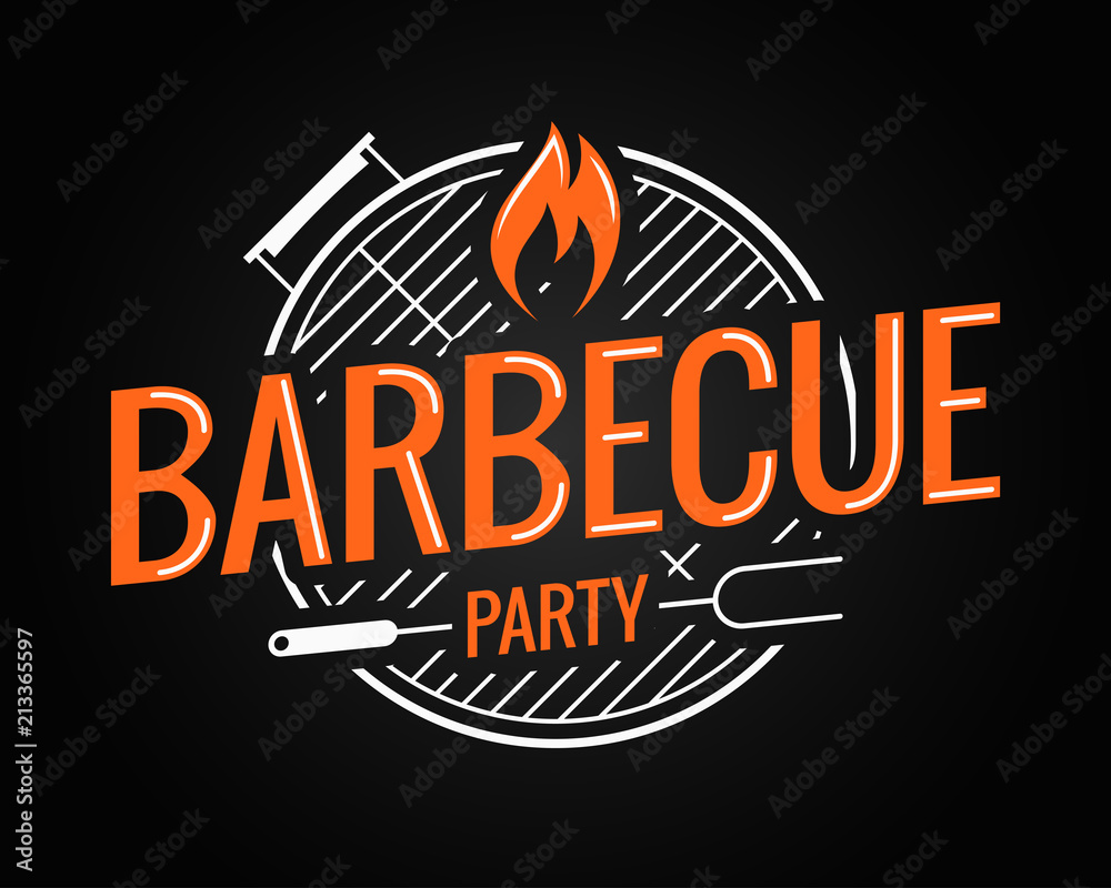 Barbecue grill logo on black background