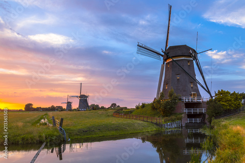 Three historic wooden windmills