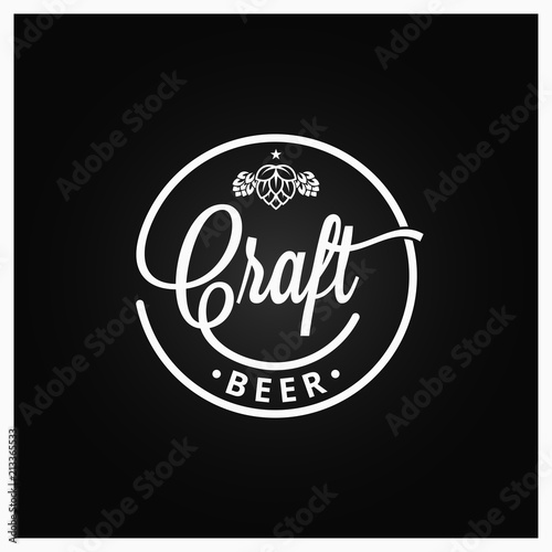 Craft beer vintage logo on black background