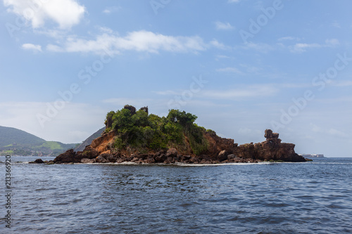 Isolated island on the coast of Niteroi, Brazil