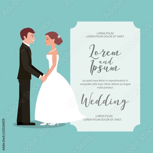 bride and groom holding hands wedding card